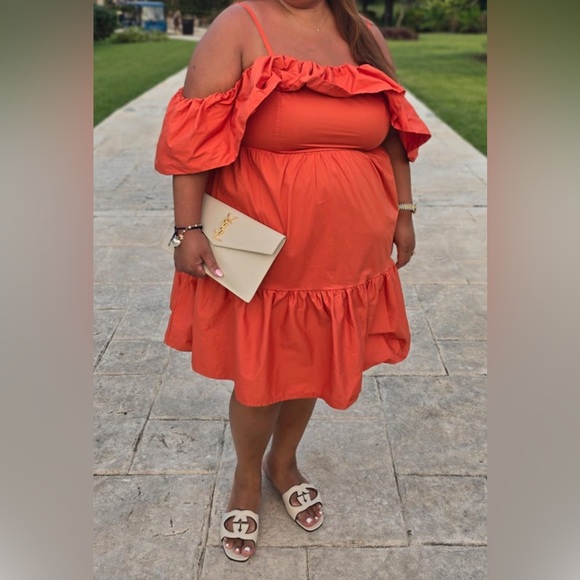 Eloquii cold shoulder dress Orange 18w - Picture 4 of 5